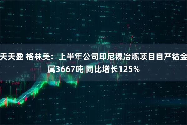 天天盈 格林美：上半年公司印尼镍冶炼项目自产钴金属3667吨 同比增长125%